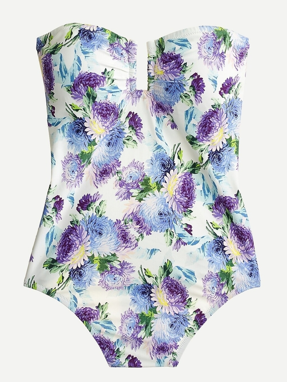 J. Crew Strapless U-front Bandeau One-Piece in Vintage Floral